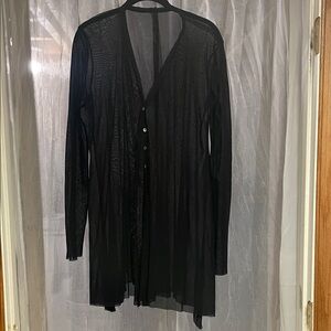 Chic Black Sheer Button Down Blouse